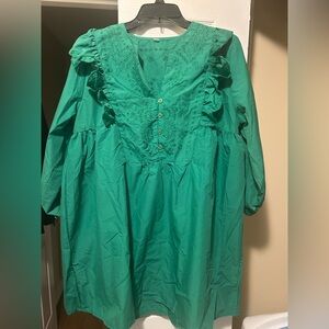 Green Ruffle Dress with Sleeves